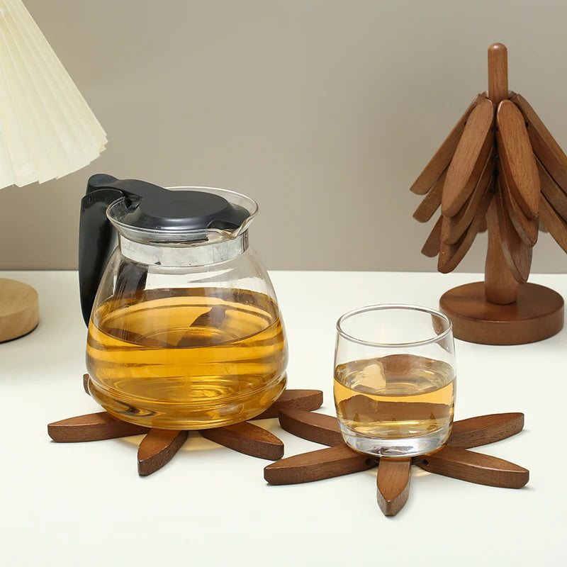 4PCS Tree Design Stand Wooden coasters