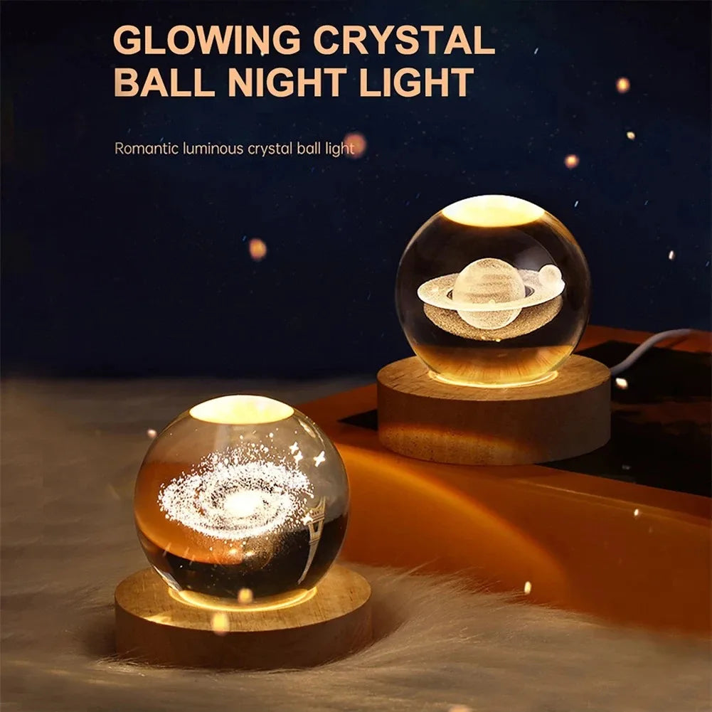 XMSJ 3D Engraved Crystal Ball Night Light