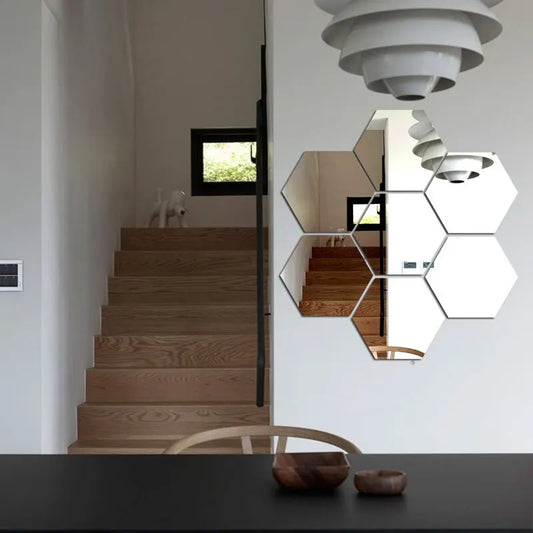 3D Acrylic Self-adhesive Decorative Hexagonal Geometric Mirror Wall