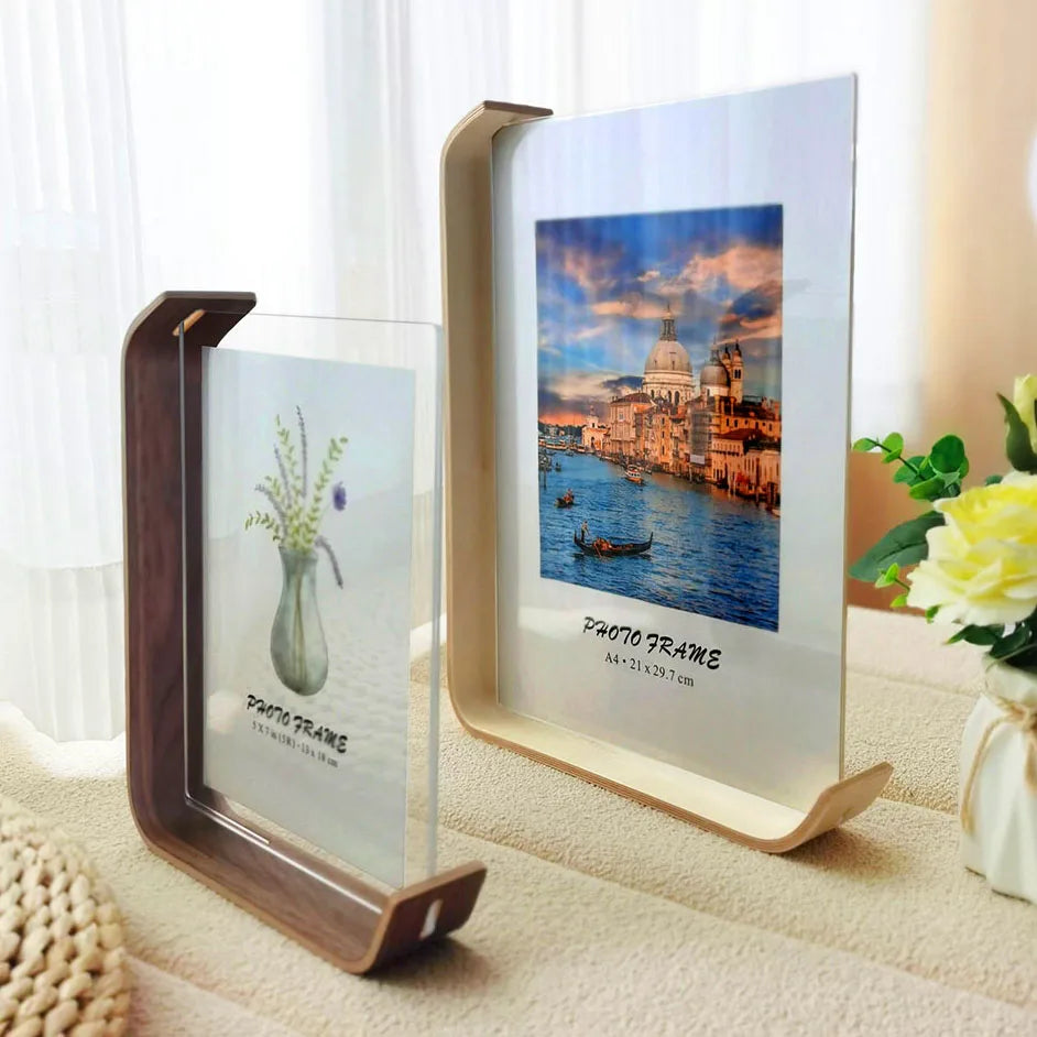 Wooden Picture Frame Swing Table Transparent Display Frame