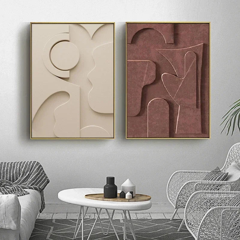 Modern Abstract Three-dimensional Geometric Morandi Color Art Canvas Poster