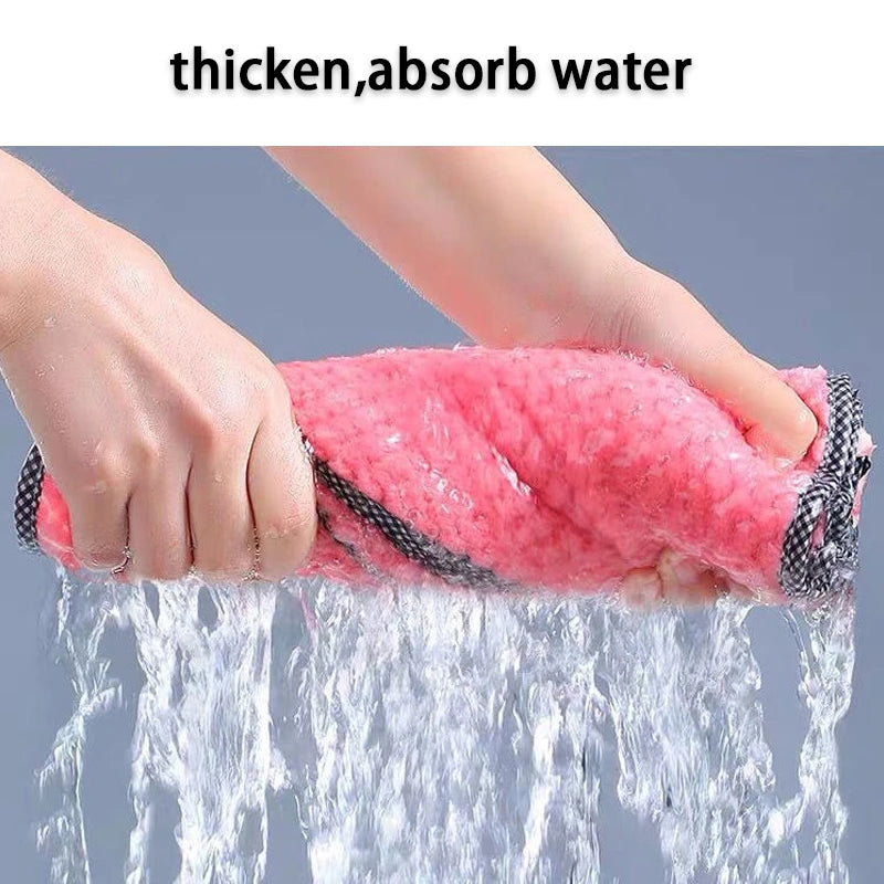 Kitchen Daily Dish Towel Cloth - Double-layer Absorbent Microfiber
