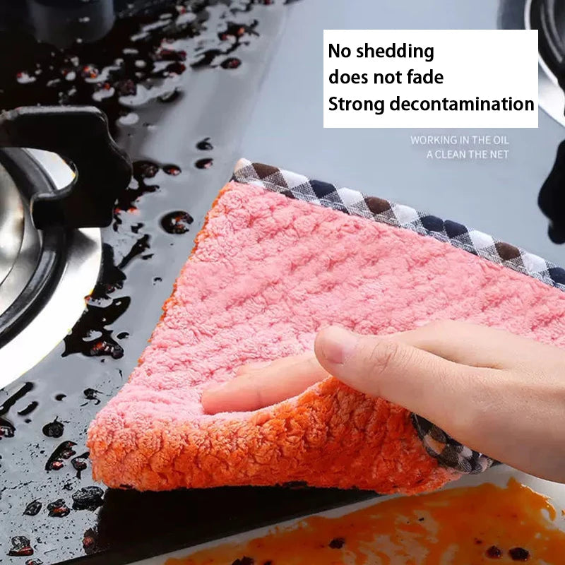 Kitchen Daily Dish Towel Cloth - Double-layer Absorbent Microfiber