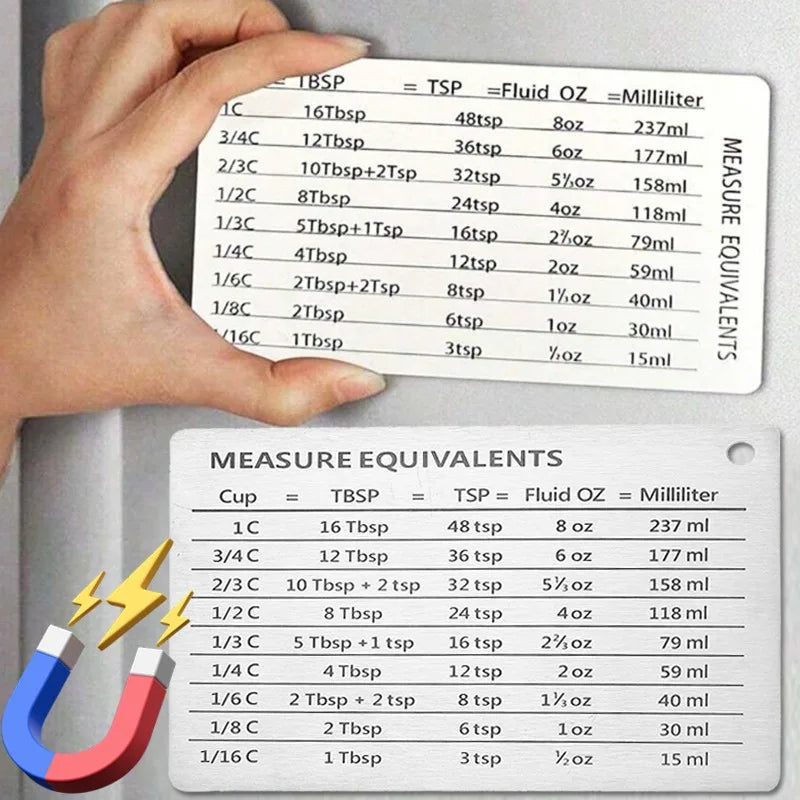 Measurement Conversion Chart Refrigerator Magnetic Sticker