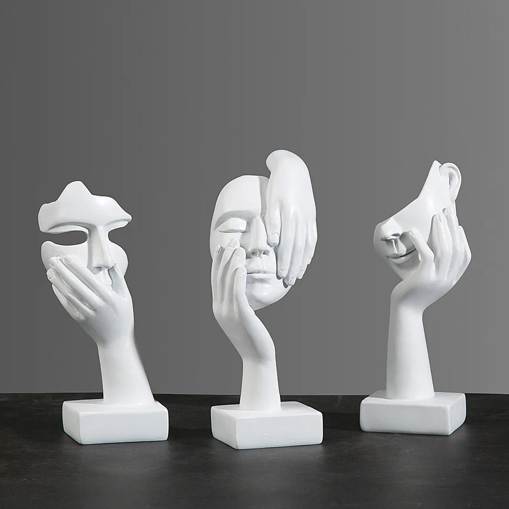 Human Face Figurine Resin Sculpture