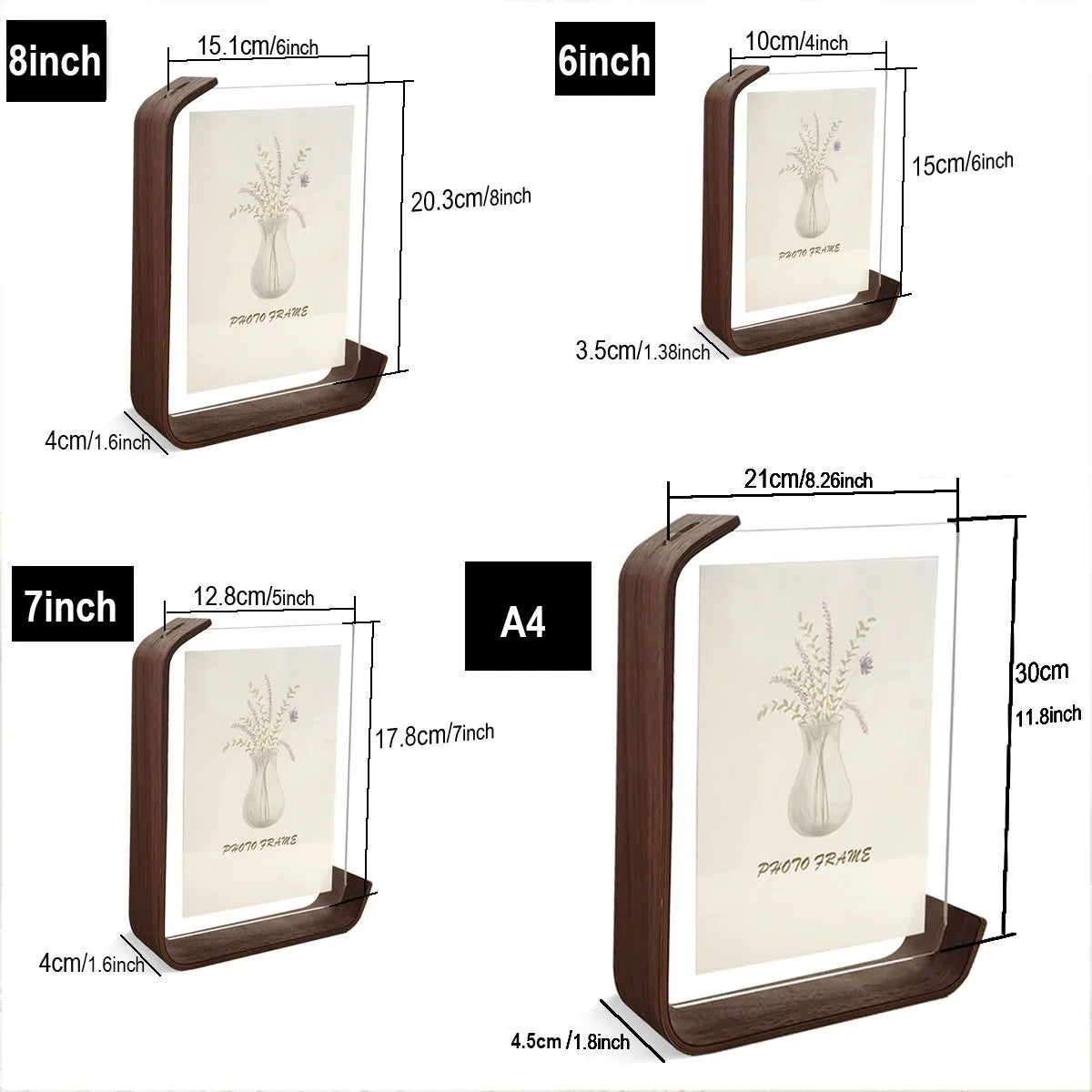 Wooden Picture Frame Swing Table Transparent Display Frame