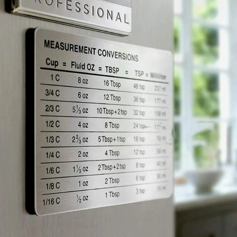 Measurement Conversion Chart Refrigerator Magnetic Sticker