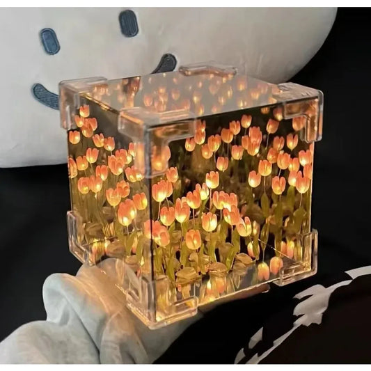 Tulip Flower Cube Three-Dimensional Small Night Lamp