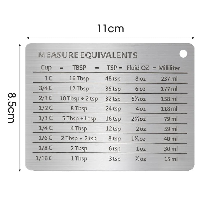 Measurement Conversion Chart Refrigerator Magnetic Sticker