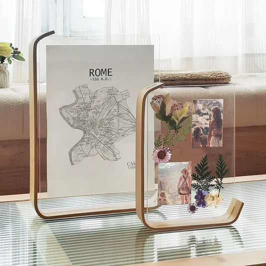 Wooden Picture Frame Swing Table Transparent Display Frame