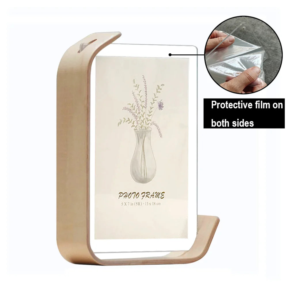 Wooden Picture Frame Swing Table Transparent Display Frame