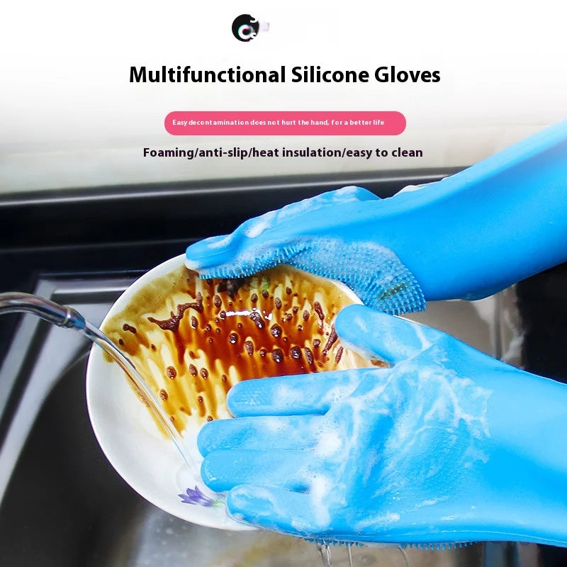 Magic Silicone Dishwashing Cleaning Gloves - Household Scrubber