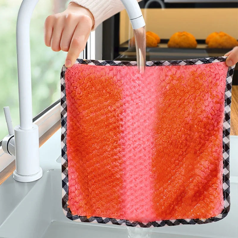 Kitchen Daily Dish Towel Cloth - Double-layer Absorbent Microfiber